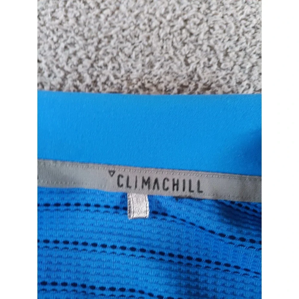 Adidas Climachill Golf Polo Shirt XL Blue‎ Striped Performance Short Sleeve